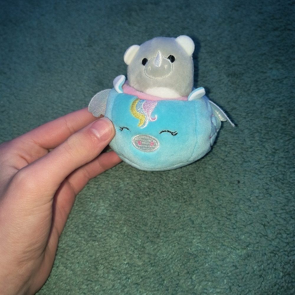 rhino in unicorn car squishmallow